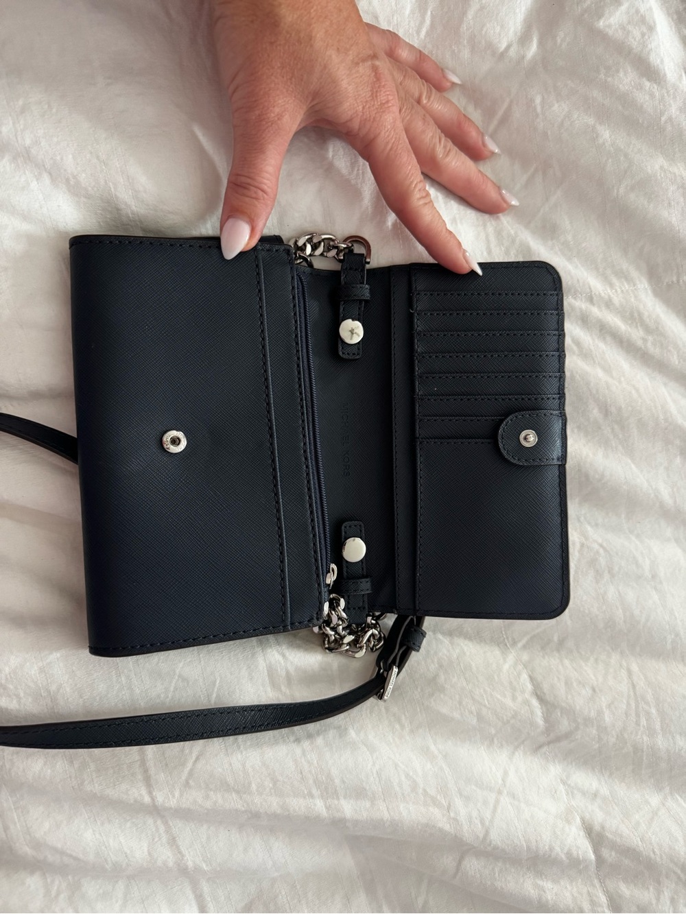 Michael Kors Black Saffiano Leather Crossbody Wallet